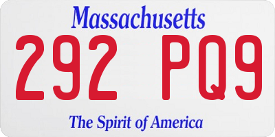 MA license plate 292PQ9