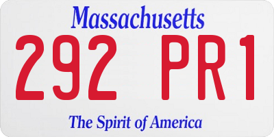 MA license plate 292PR1