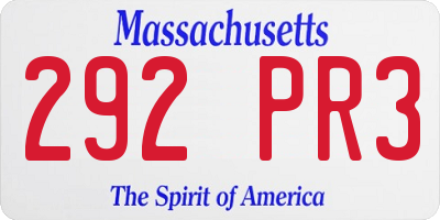 MA license plate 292PR3