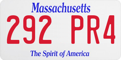 MA license plate 292PR4