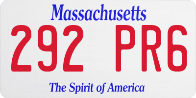 MA license plate 292PR6