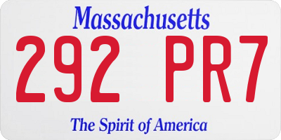 MA license plate 292PR7