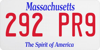 MA license plate 292PR9