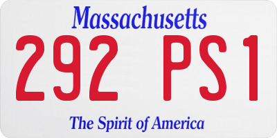 MA license plate 292PS1