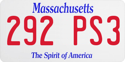 MA license plate 292PS3