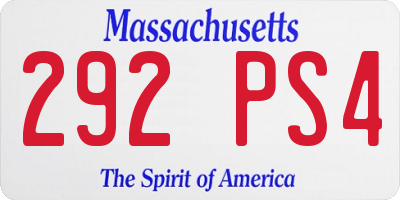 MA license plate 292PS4