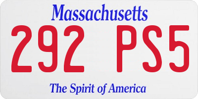 MA license plate 292PS5