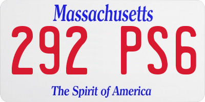 MA license plate 292PS6