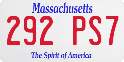 MA license plate 292PS7