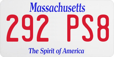 MA license plate 292PS8