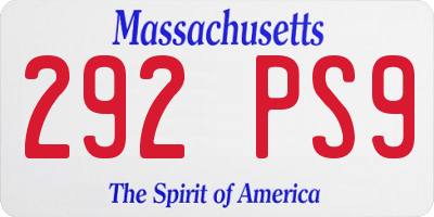 MA license plate 292PS9