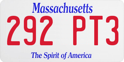 MA license plate 292PT3