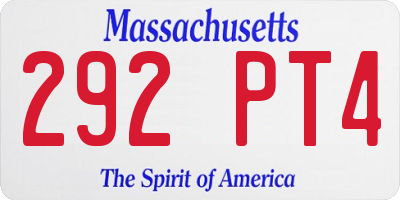 MA license plate 292PT4