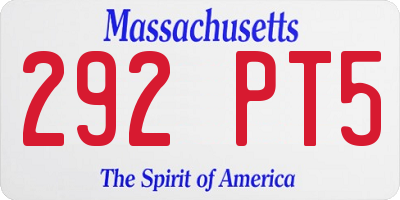MA license plate 292PT5
