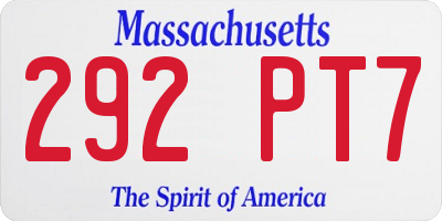 MA license plate 292PT7