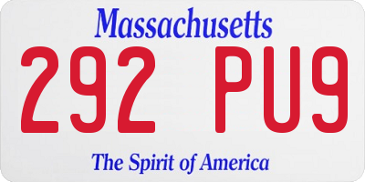 MA license plate 292PU9