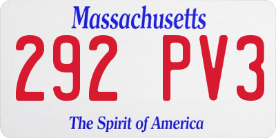MA license plate 292PV3