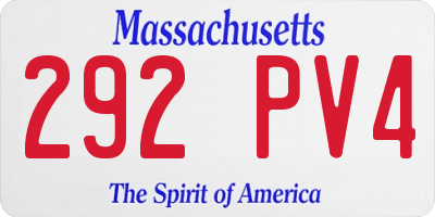 MA license plate 292PV4