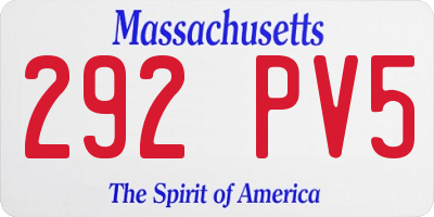 MA license plate 292PV5