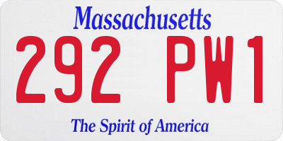 MA license plate 292PW1