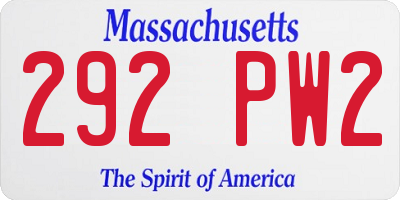 MA license plate 292PW2