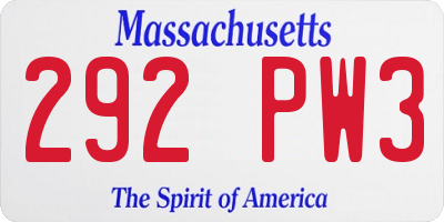 MA license plate 292PW3