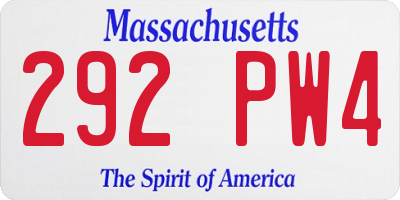 MA license plate 292PW4