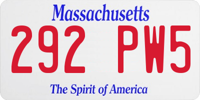 MA license plate 292PW5