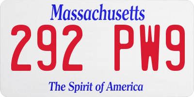 MA license plate 292PW9