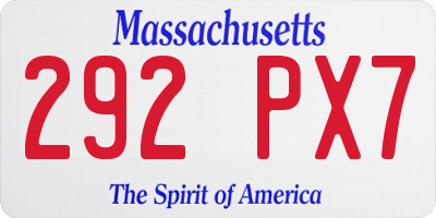 MA license plate 292PX7