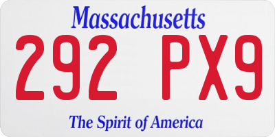 MA license plate 292PX9
