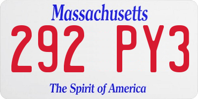 MA license plate 292PY3