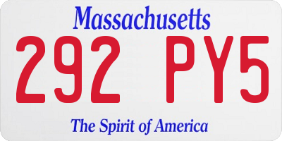 MA license plate 292PY5