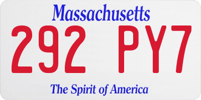 MA license plate 292PY7