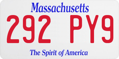 MA license plate 292PY9