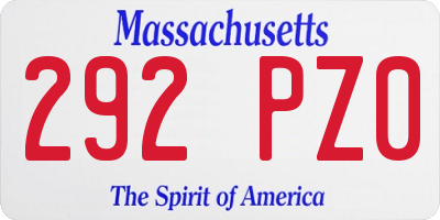 MA license plate 292PZ0