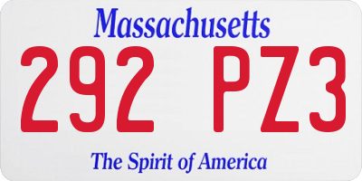 MA license plate 292PZ3