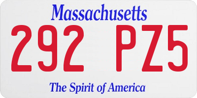 MA license plate 292PZ5