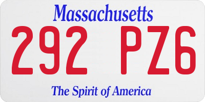 MA license plate 292PZ6
