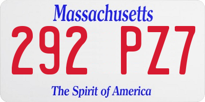 MA license plate 292PZ7