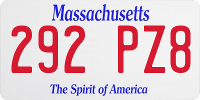 MA license plate 292PZ8