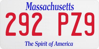 MA license plate 292PZ9