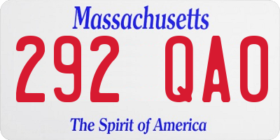 MA license plate 292QA0