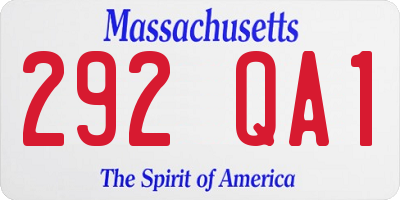MA license plate 292QA1