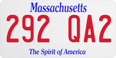 MA license plate 292QA2