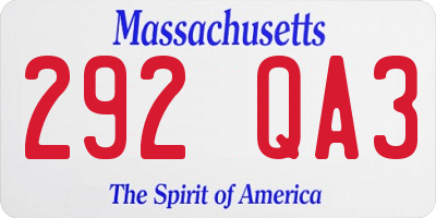 MA license plate 292QA3