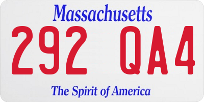 MA license plate 292QA4