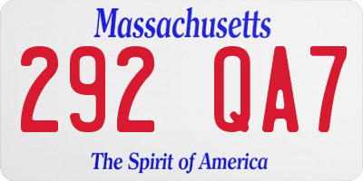 MA license plate 292QA7