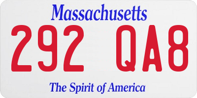 MA license plate 292QA8