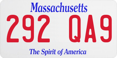 MA license plate 292QA9